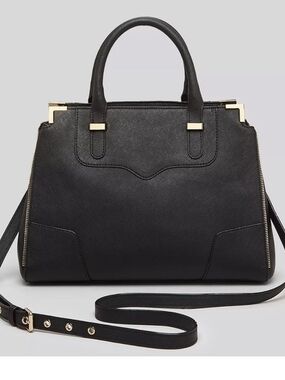 Rebecca Minkoff Black Top-Handle Satchel with Gold Hardware